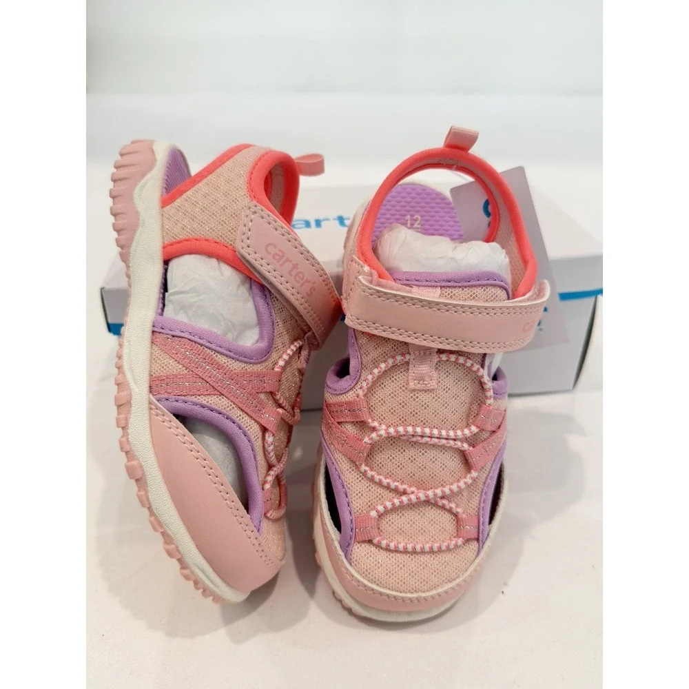 CARTERS Toddelr Girls Pink Sandals 12 Slip On Kwando Walking Shoes Summer New